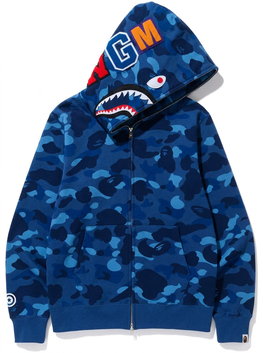 Shark Camo Zip-Up Blue