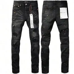 Paint Splatter Denim Black