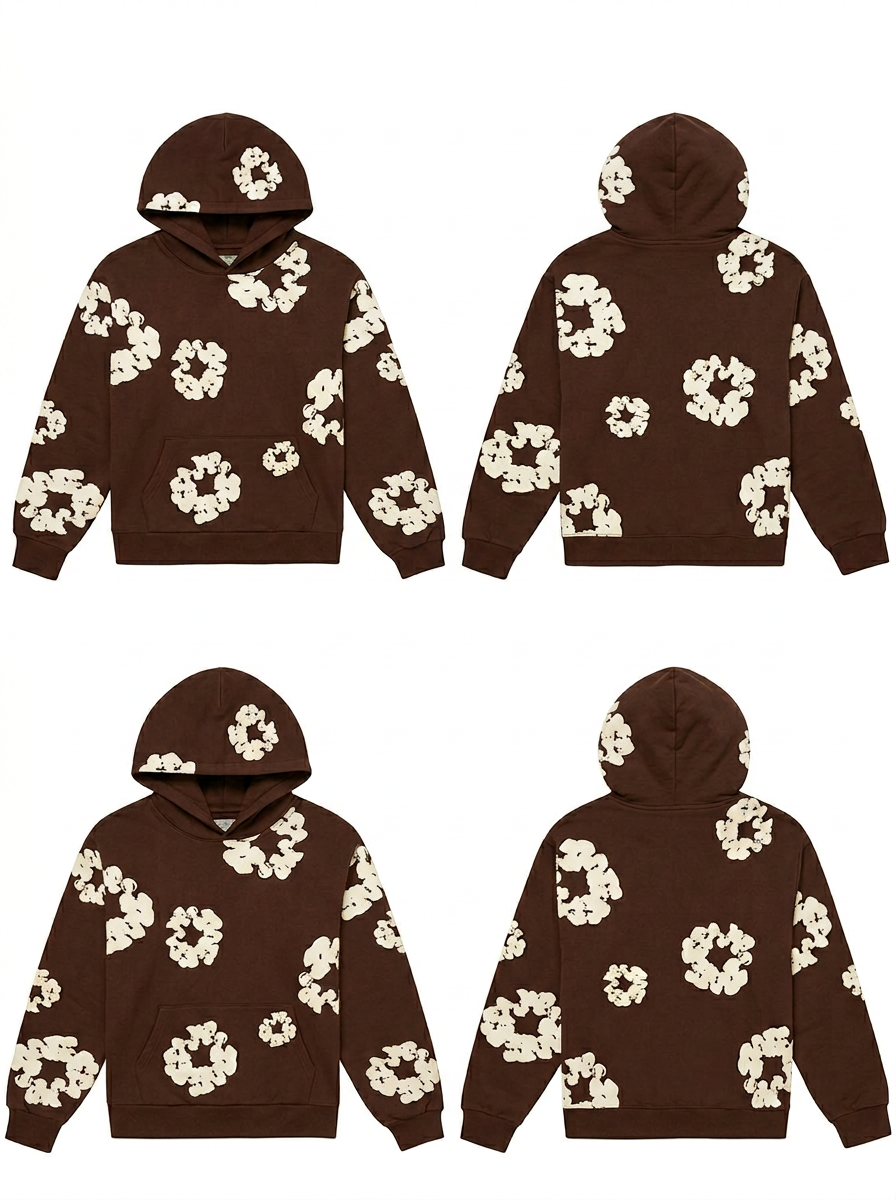 Cotton Wreath Hoodie Brown
