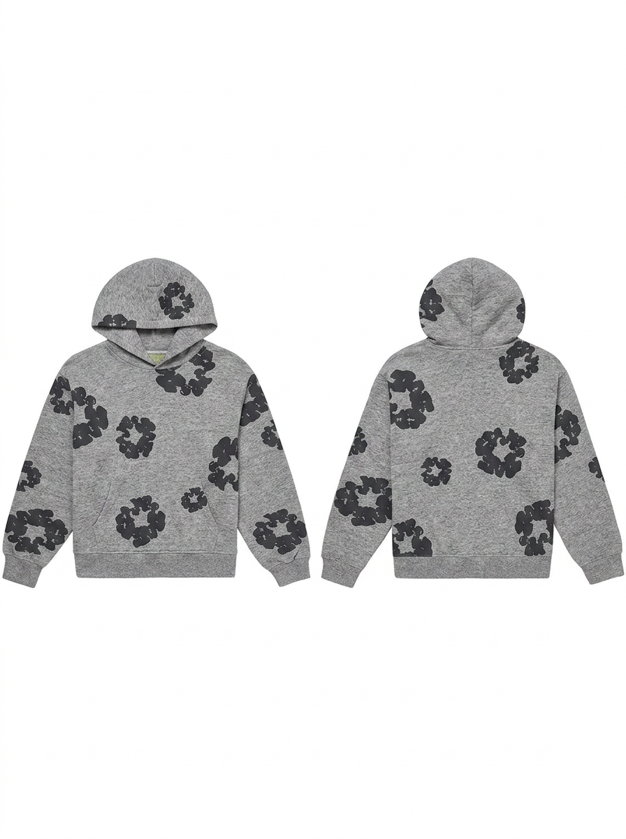 Cotton Wreath Hoodie Grey