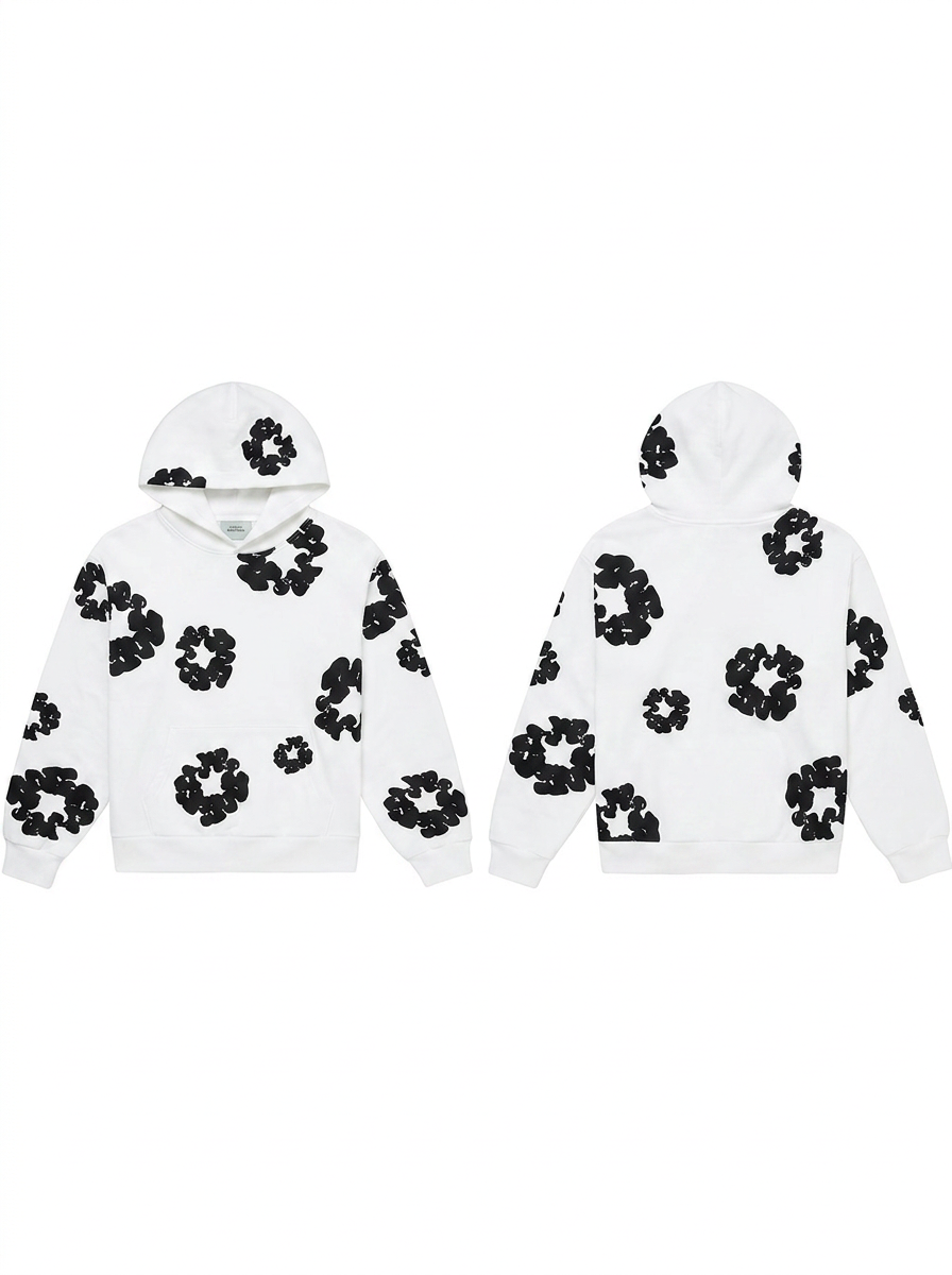 Cotton Wreath Hoodie White