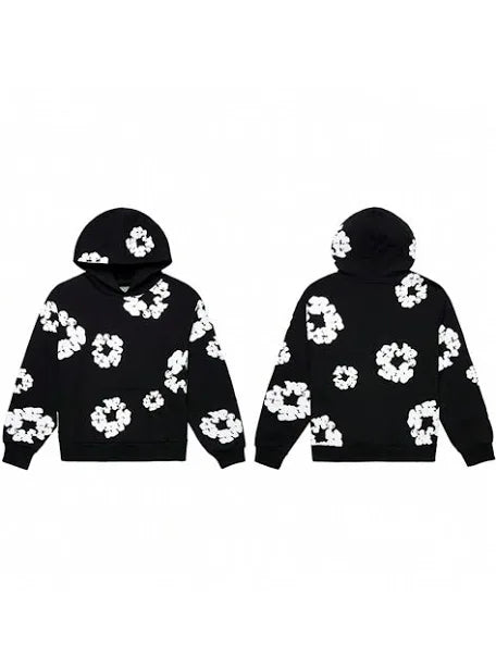 Cotton Wreath Hoodie Black